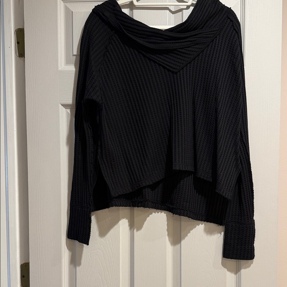 Black Women's Waffle Knit Sweater